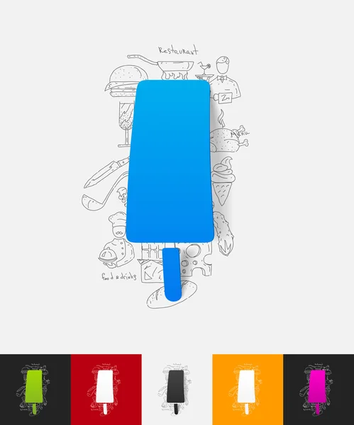Ice cream papier sticker — Stockvector