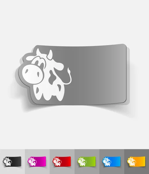 Cow paper sticker with shadow. — Stock Vector