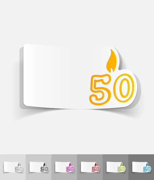 Sticker bougie cinquante en papier — Image vectorielle