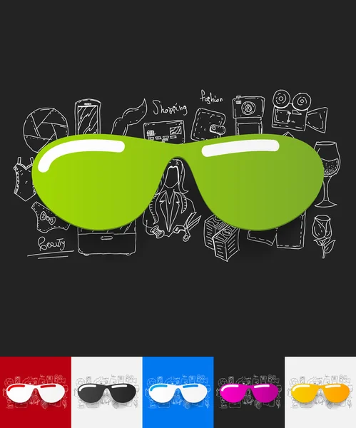 Sunglasses paper sticker — Stock Vector