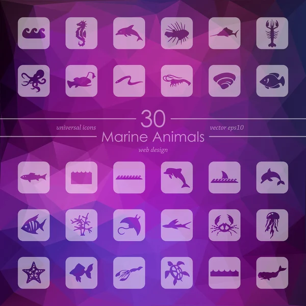 Conjunto de iconos de animales marinos — Archivo Imágenes Vectoriales