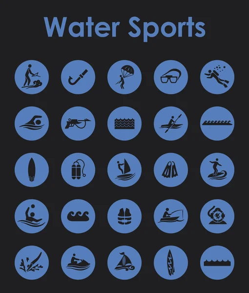 水スポーツ シンプルなアイコンのセット — ストックベクタ