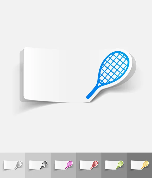 Raqueta de tenis pegatina de papel — Vector de stock