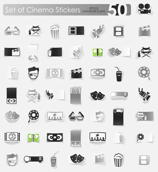 Set of cinema stickers — Stock Vector