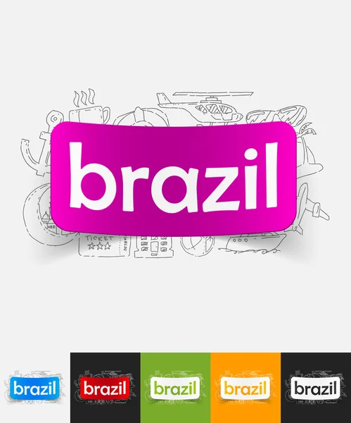Brazilië papier sticker — Stockvector