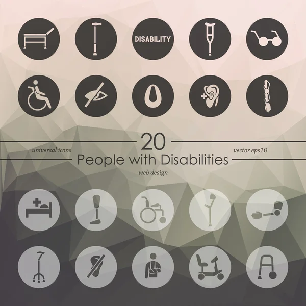 障害者向けのアイコンを持つ人々 のセット — ストックベクタ