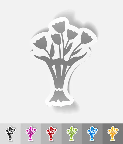 Boeket van bloemen papier sticker — Stockvector