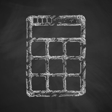 Hesap makinesi simge kara tahta üzerinde