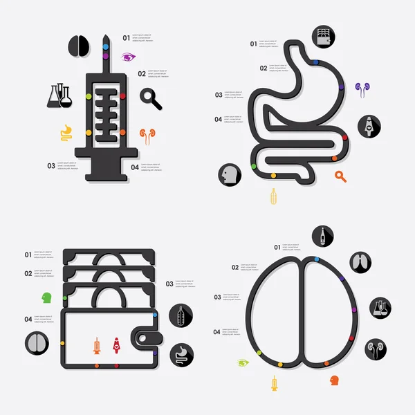 Elementos de la infografía médica — Archivo Imágenes Vectoriales