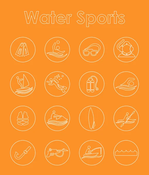 Reihe von Wassersportarten einfache Symbole — Stockvektor