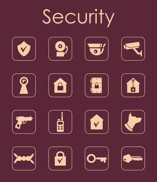 Ensemble d'icônes simples de sécurité — Image vectorielle