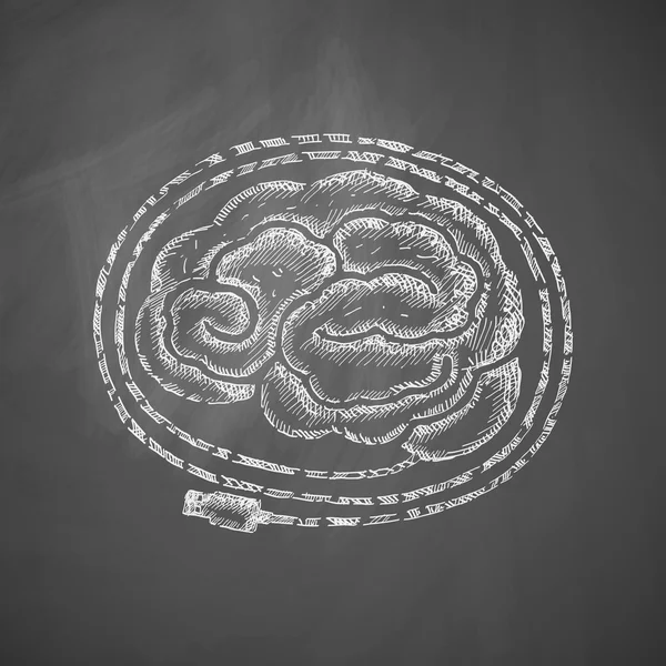 Hersenen pictogram op schoolbord — Stockvector