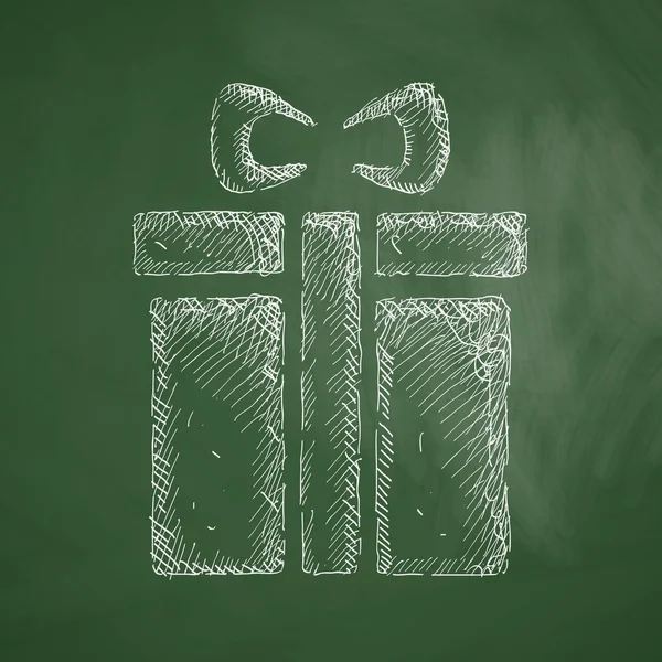 Gift box icon on chalkboard