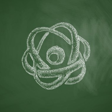atom icon on chalkboard