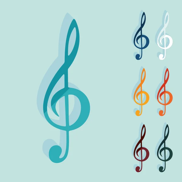 Flat design: treble clef — Stock Vector