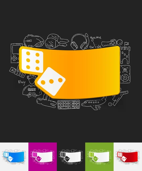 Dice paper sticker — Stock Vector