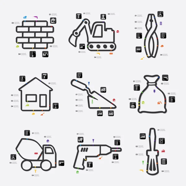 Línea de construcción infográfica — Vector de stock