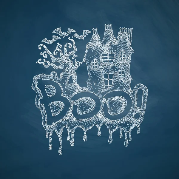 Boo icon on chalkboard — Stok Vektör