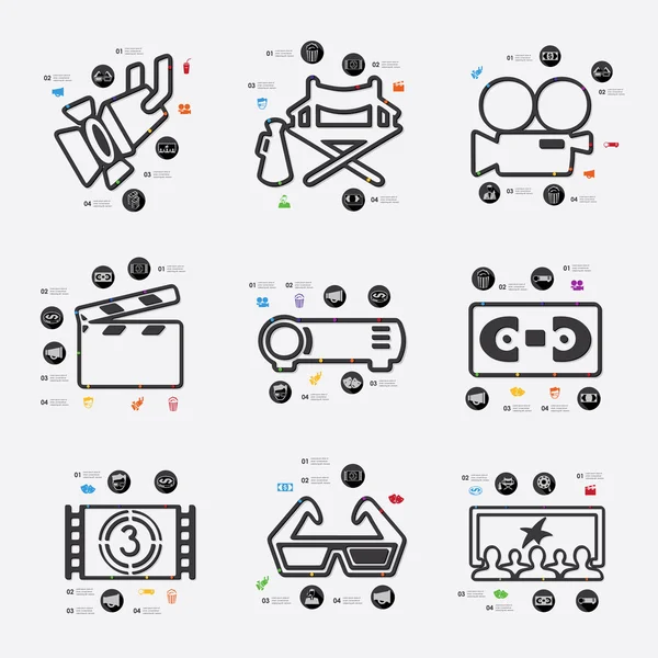 Línea de cine infografía — Archivo Imágenes Vectoriales