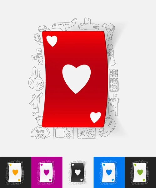 Carte à jouer autocollant papier — Image vectorielle