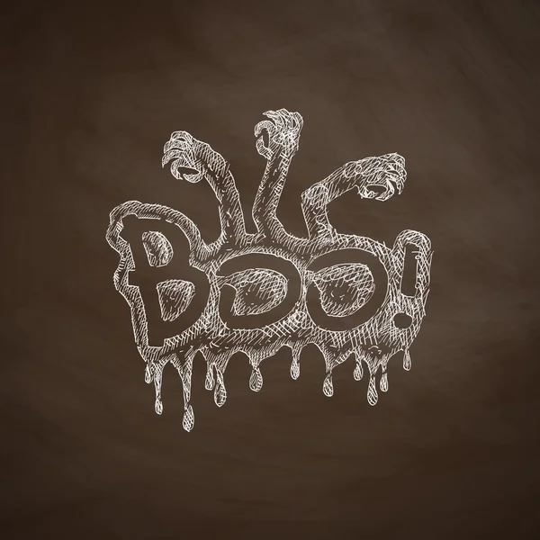 Boo icon on chalkboard — Stock Vector