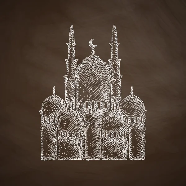 Mosque icon on chalkboard — ストックベクタ