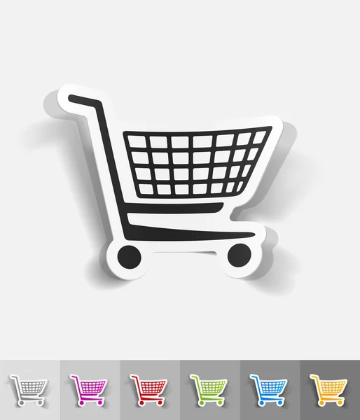 Shopping trolley papper klistermärke — Stock vektor