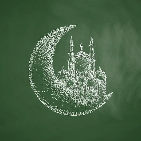 Moon icon on chalkboard — ストックベクタ