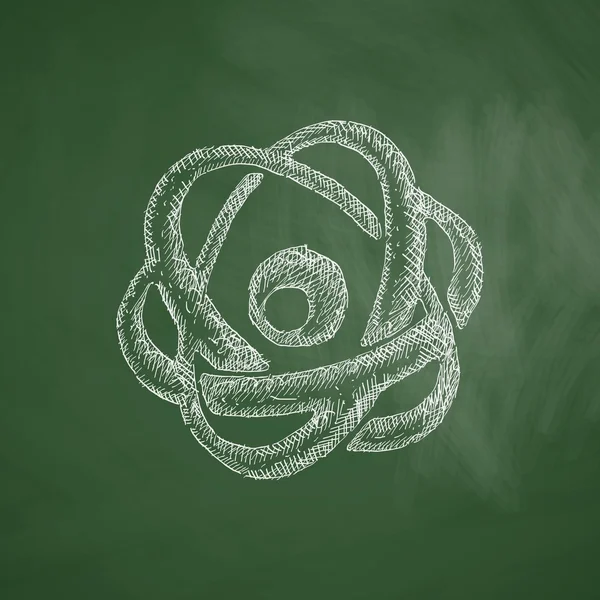 Atom icon on chalkboard — Stock Vector