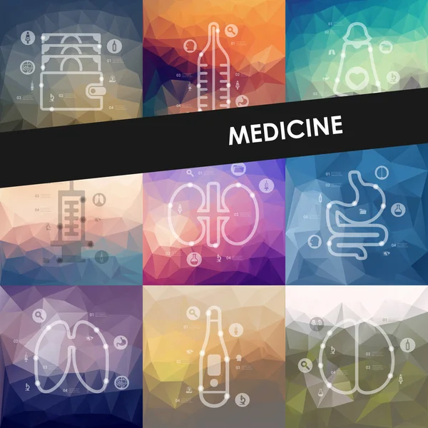 Infografías de la línea de tiempo de medicina — Archivo Imágenes Vectoriales