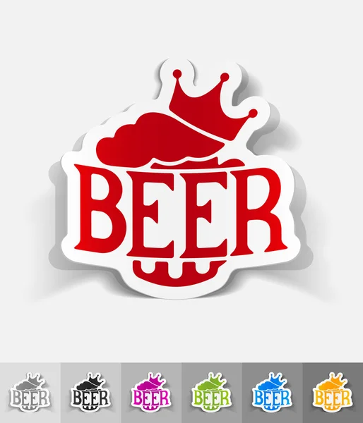 Pegatina de papel de cerveza rey — Vector de stock