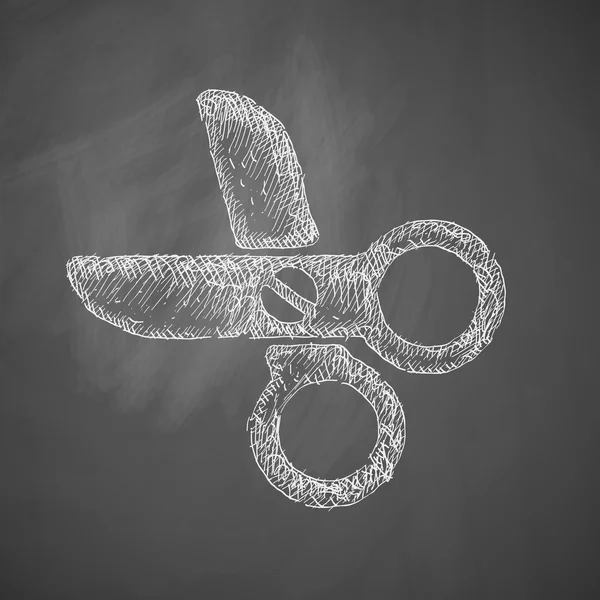 Scissors icon on chalkboard — Stock Vector