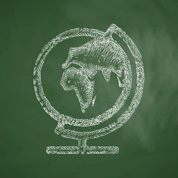 Icona del globo sulla lavagna — Vettoriale Stock