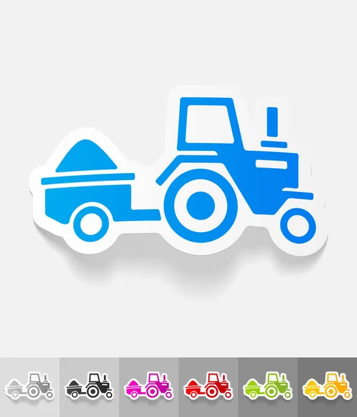 Trekker met oplegger papier sticker — Stockvector