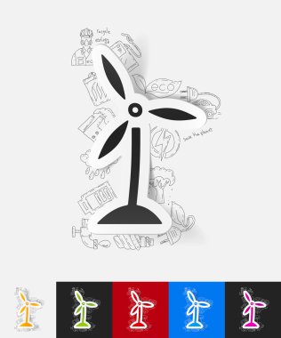 Rüzgar türbinleri kağıt etiket