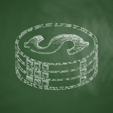 Kara tahta üzerinde para simgesi