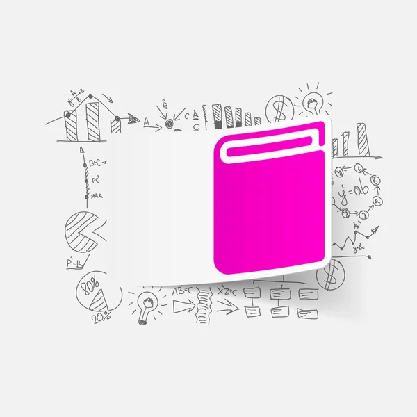 Drawing business formulas with book icon — Stock Vector