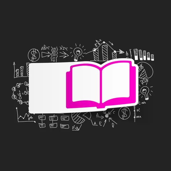 Dibujo de fórmulas de negocio con icono de libro — Vector de stock