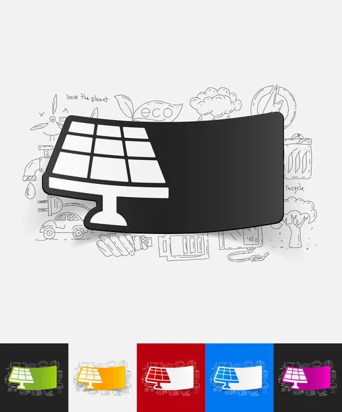 Etiqueta de papel de bateria solar —  Vetores de Stock
