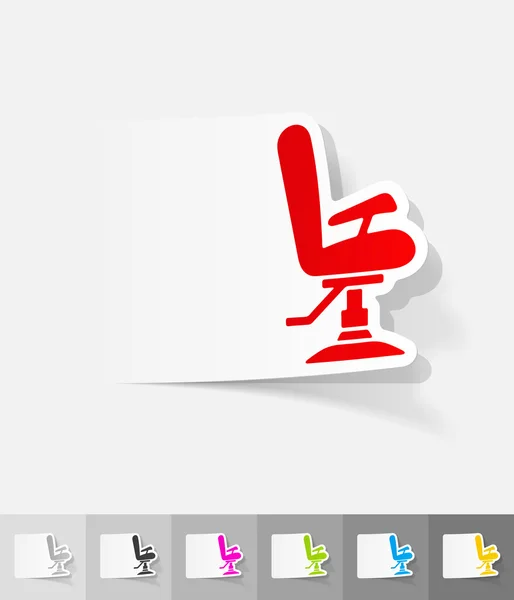 Kapper stoel papier sticker — Stockvector