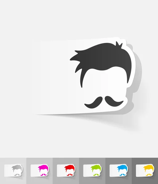 Autocollant papier moustache et coiffure — Image vectorielle