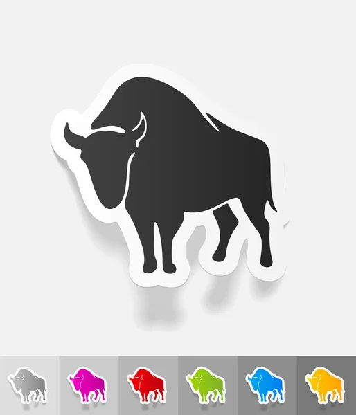 Pegatina de papel aurochs — Vector de stock