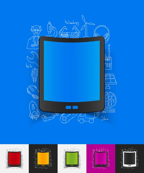 Tablet PC sticker met de hand getekende elementen — Stockvector