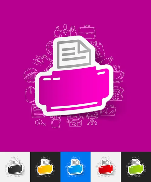 Pegatina de impresora con elementos dibujados a mano — Archivo Imágenes Vectoriales