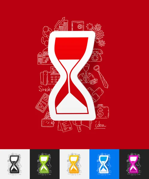 ステッカーを砂時計が描かれているエレメントを手します。 — ストックベクタ
