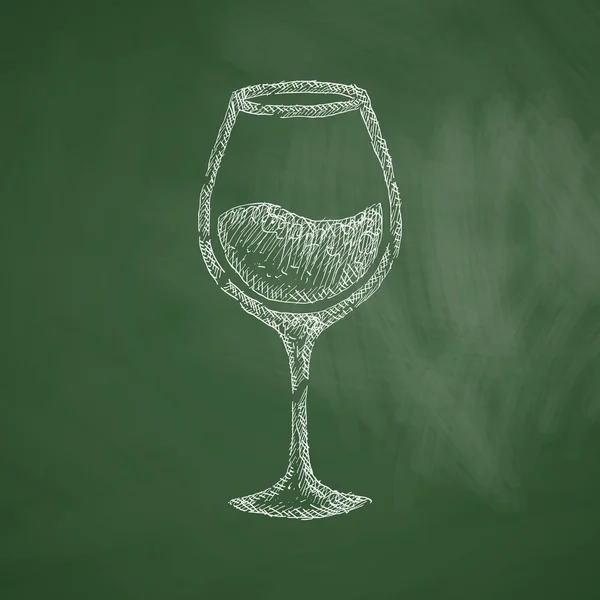 Wineglass icon hand drawn on chalkboard — Stock Vector