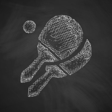 tennis icon hand drawn on chalkboard