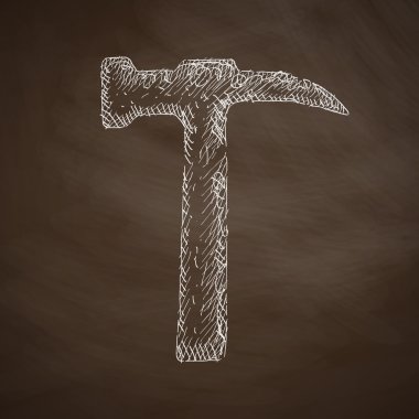 hammer icon hand drawn on chalkboard