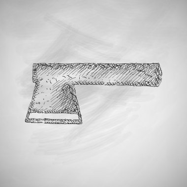 axe icon hand drawn on chalkboard