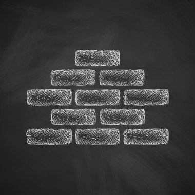 brickwork icon hand drawn on chalkboard